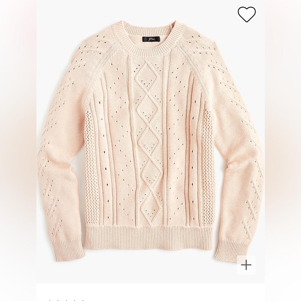 J.Crew Crewneck cable pointelle cotton sweater